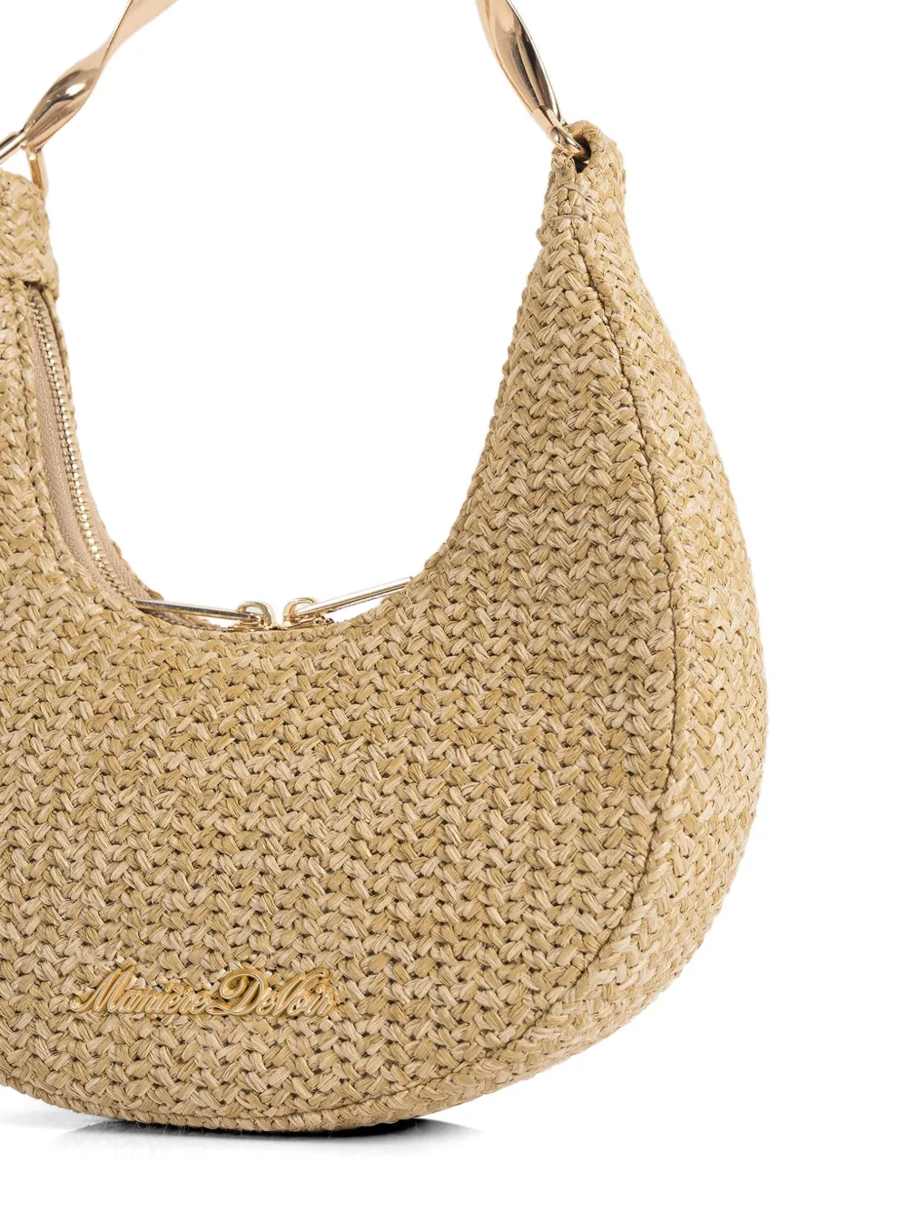 Manière De Voir Sadie raffia crescent bag naturel Beige