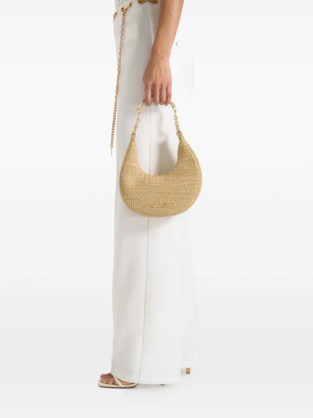 Manière De Voir Sadie raffia crescent bag naturel Beige