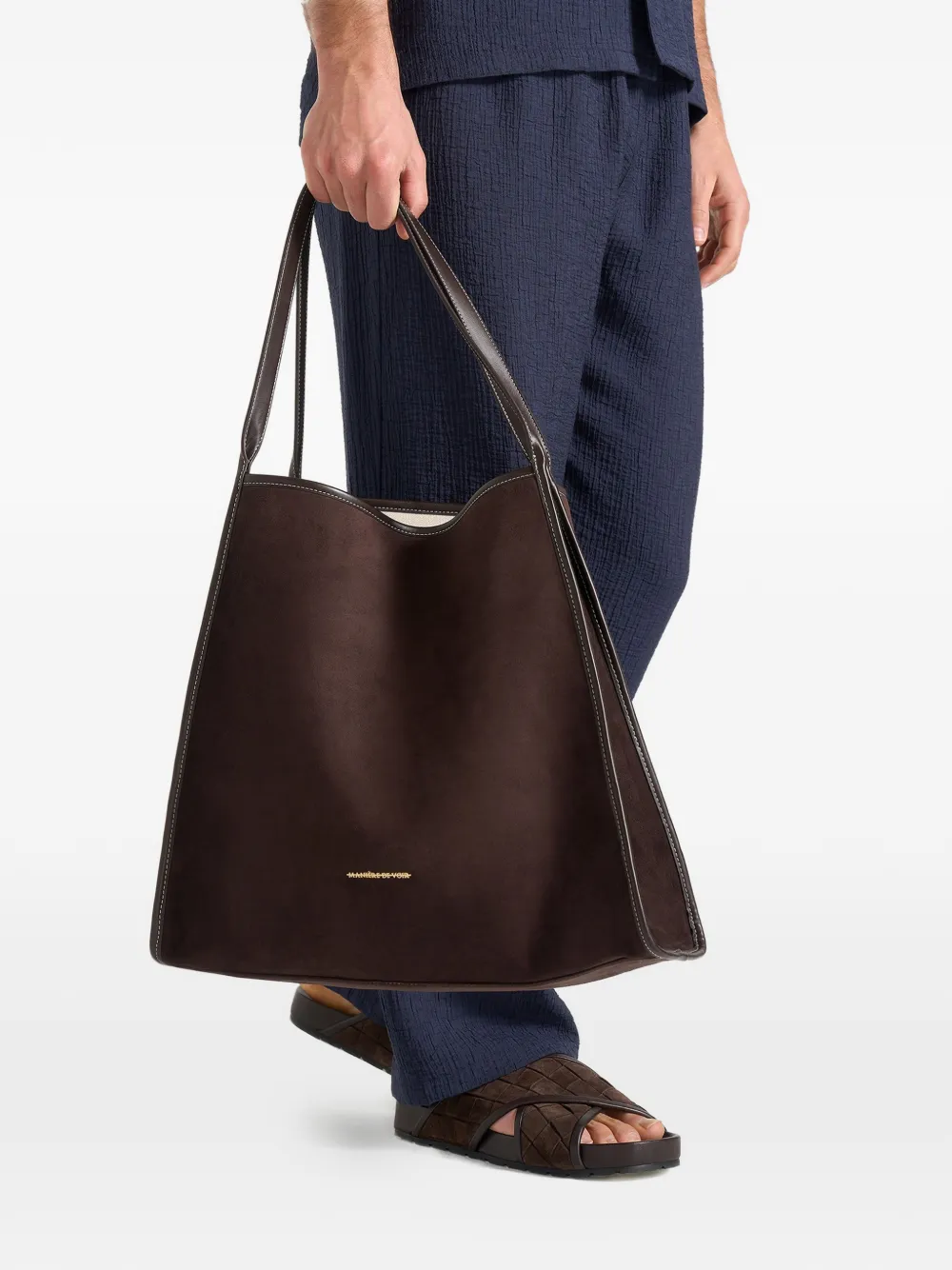 Manière De Voir Dakota omkeerbare leren en suède shopper Beige
