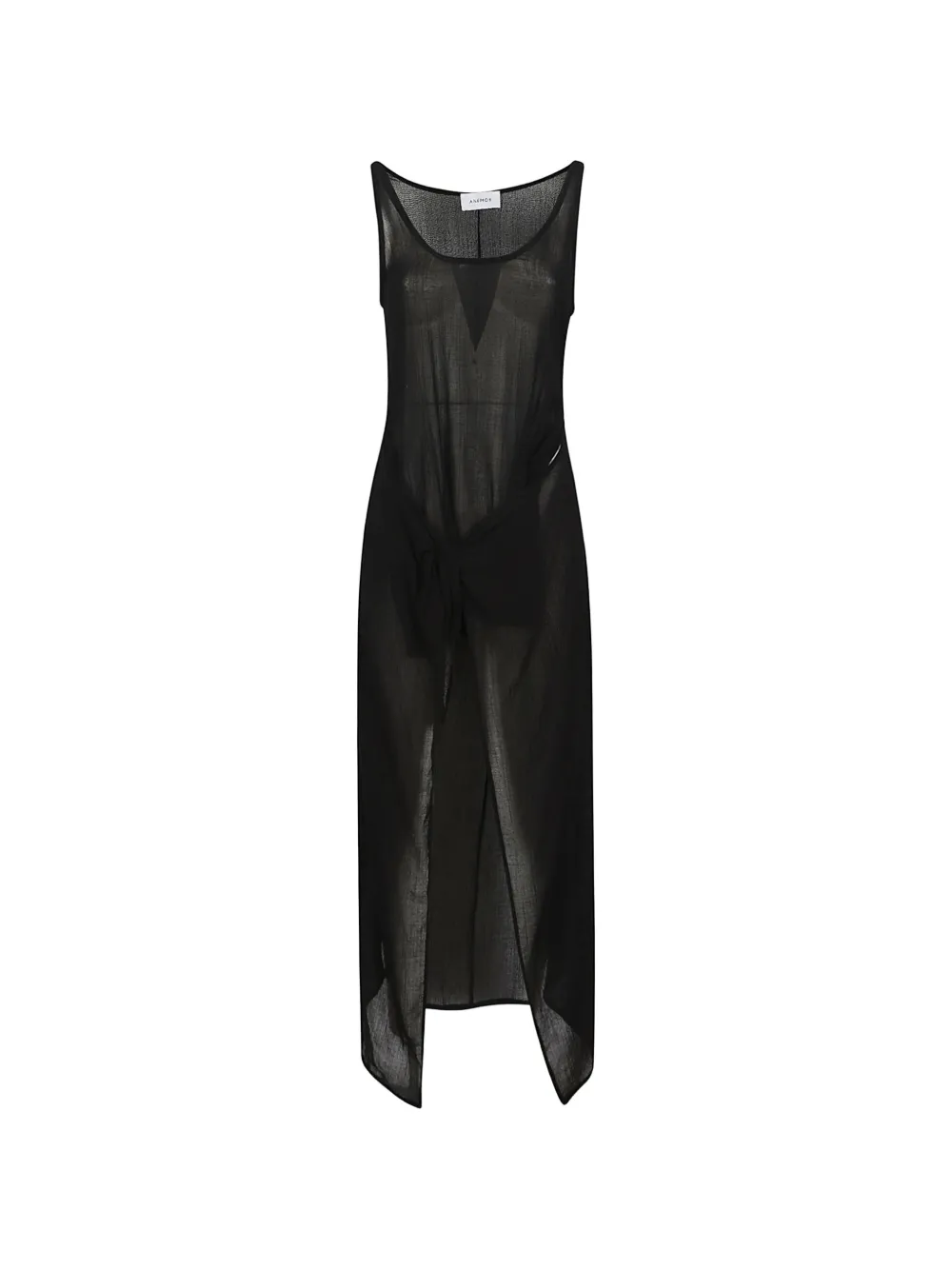 Anemos Knot-detail Semi-sheer Dress In Black