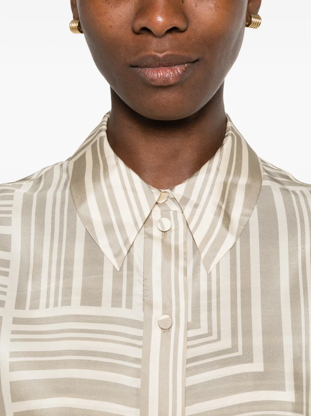 JOSEPH Atlan zijden blouse met geometrische print Grijs