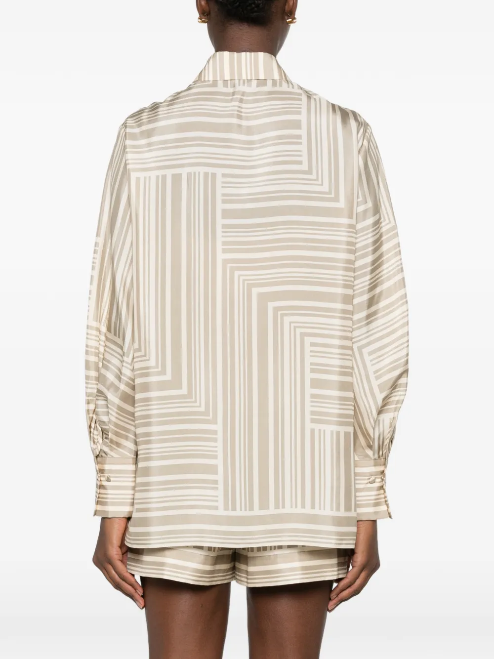 JOSEPH Atlan zijden blouse met geometrische print Grijs