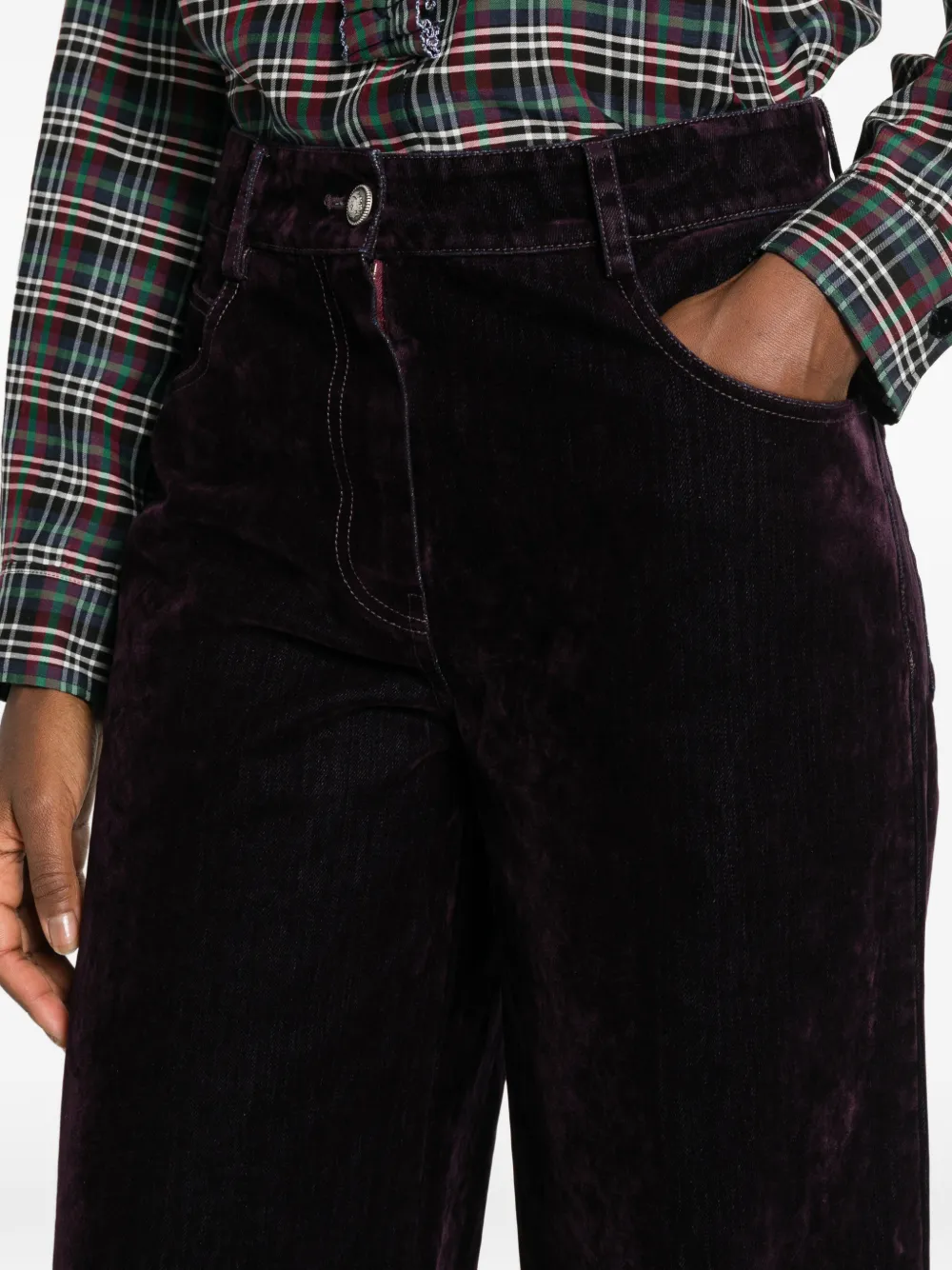 Forte Gesmockte jeans met wijde pijpen Paars