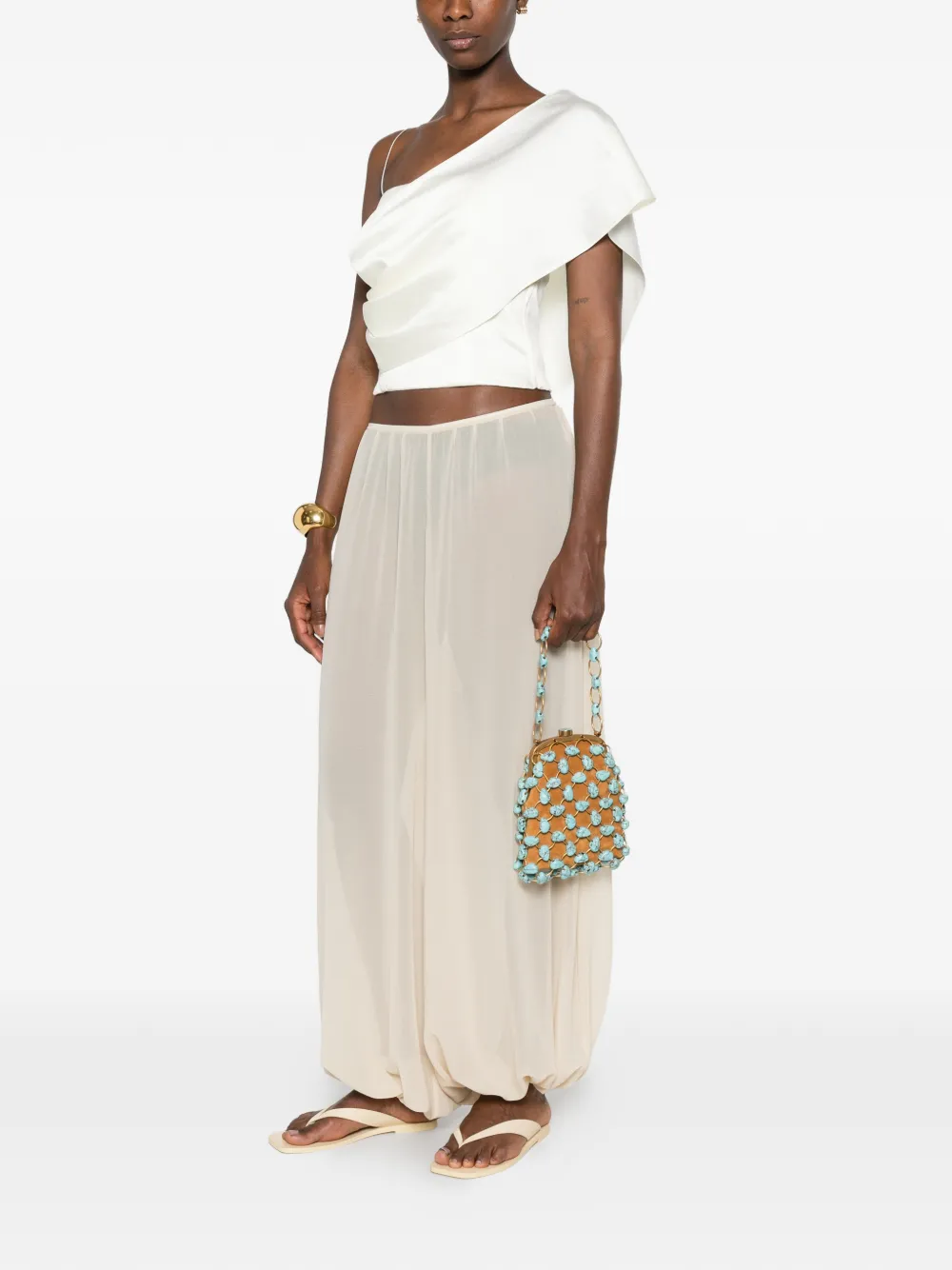 Forte Blouse met asymmetrische hals Beige