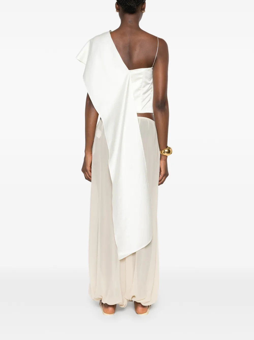 Forte Blouse met asymmetrische hals Beige