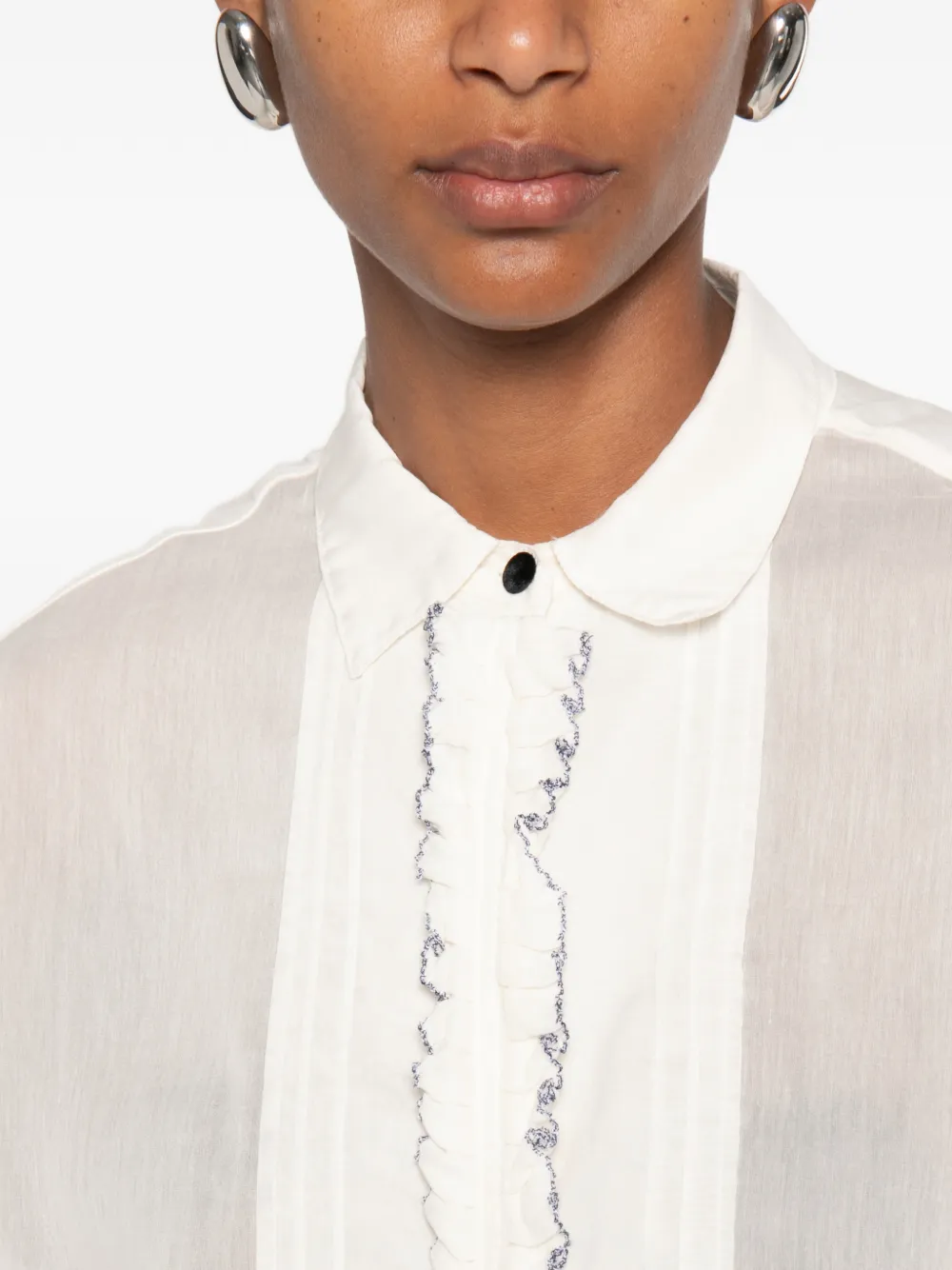 Forte Blouse met ruches en plooien Wit