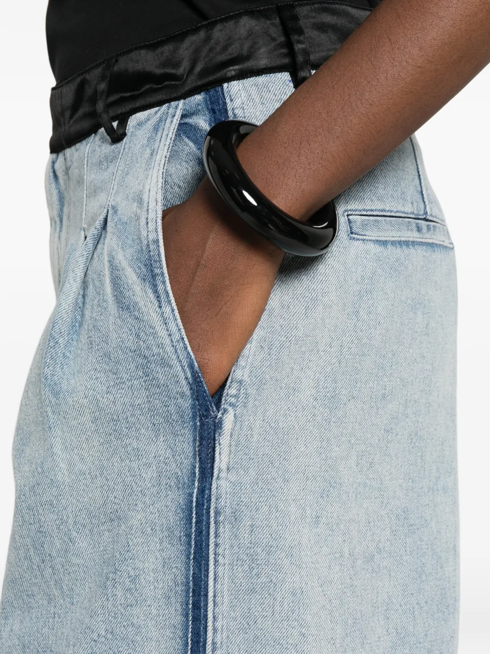 Forte Geplooide jeans met zijstreep Blauw