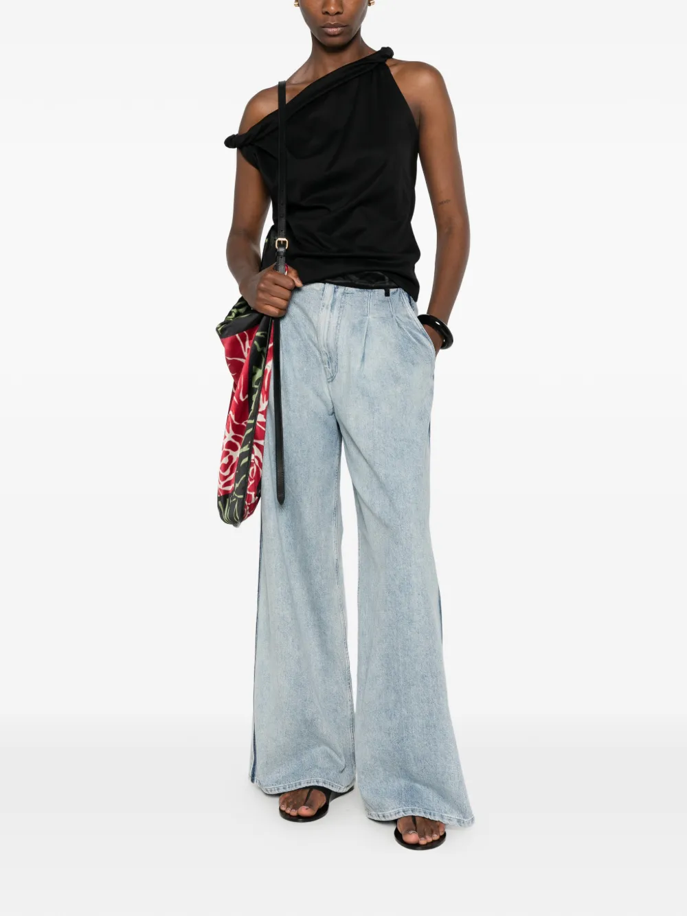 Forte Geplooide jeans met zijstreep Blauw