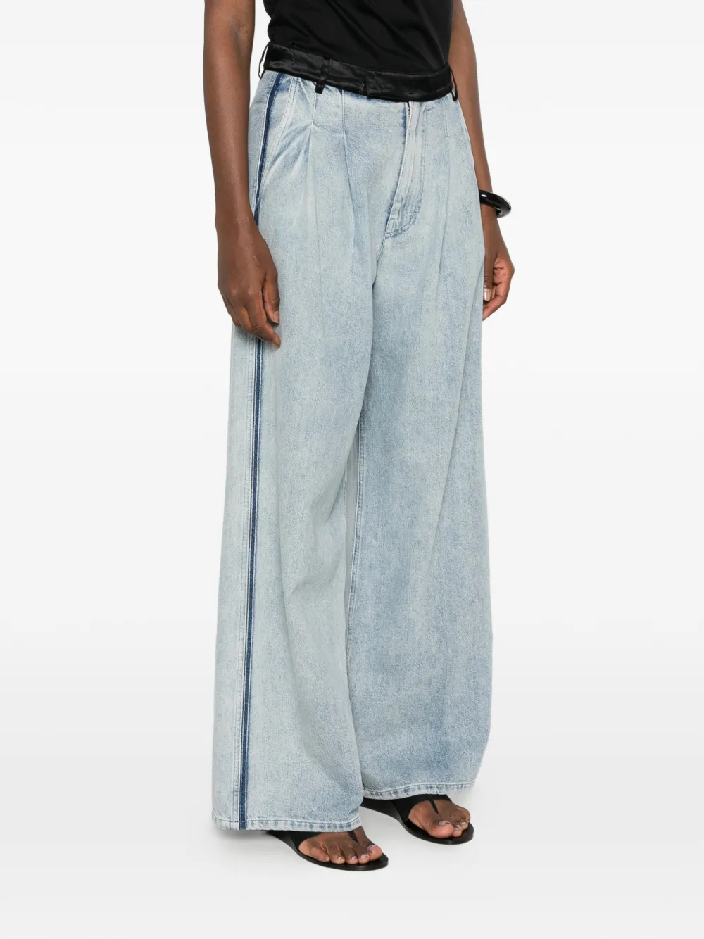 Forte Geplooide jeans met zijstreep Blauw