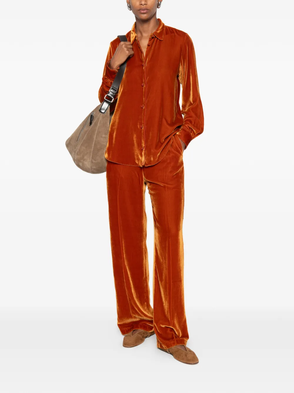 Forte Fluwelen broek met trekkoord Oranje