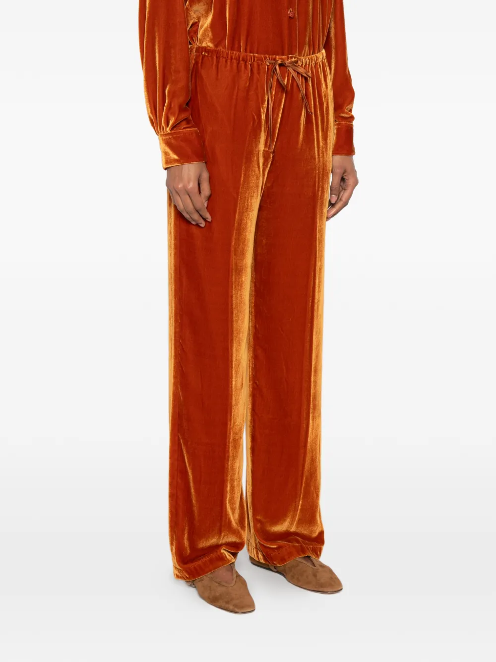 Forte Fluwelen broek met trekkoord Oranje