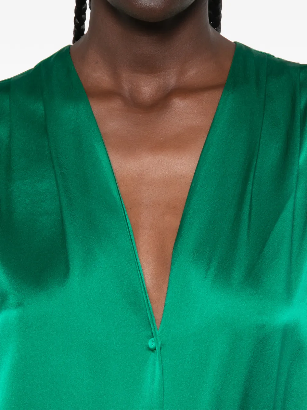 Forte T-shirt met V-hals en satijnen afwerking Zwart