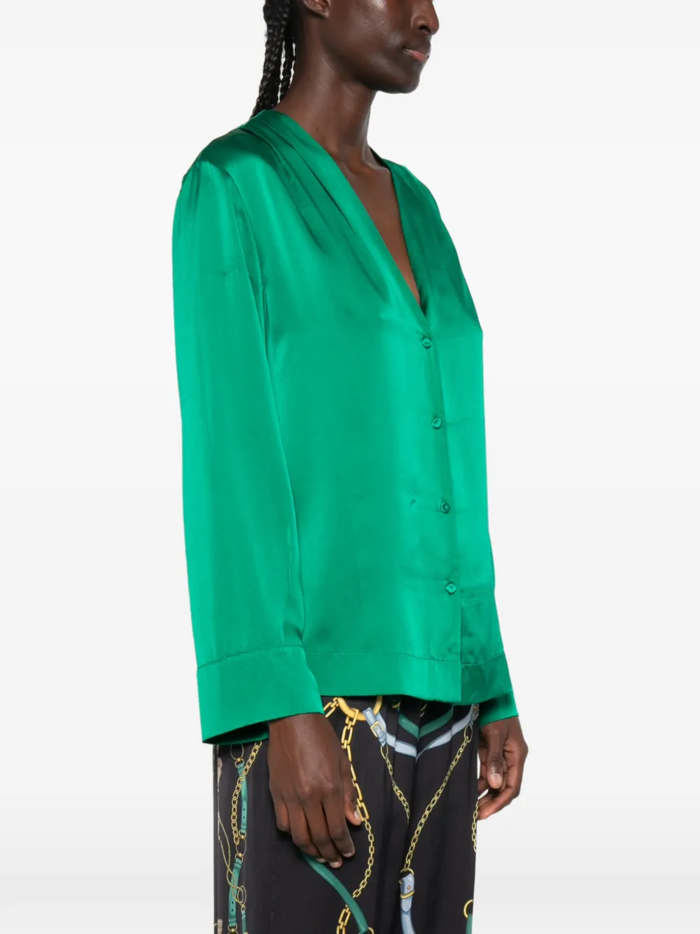 Forte T-shirt met V-hals en satijnen afwerking Zwart