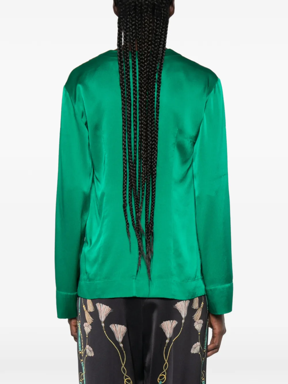 Forte T-shirt met V-hals en satijnen afwerking Zwart