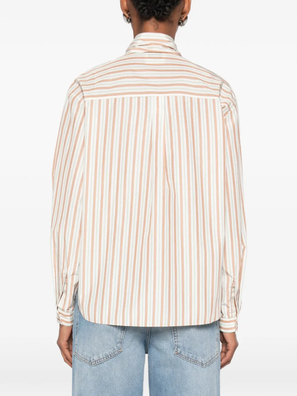Forte Gestreepte blouse met strik Beige