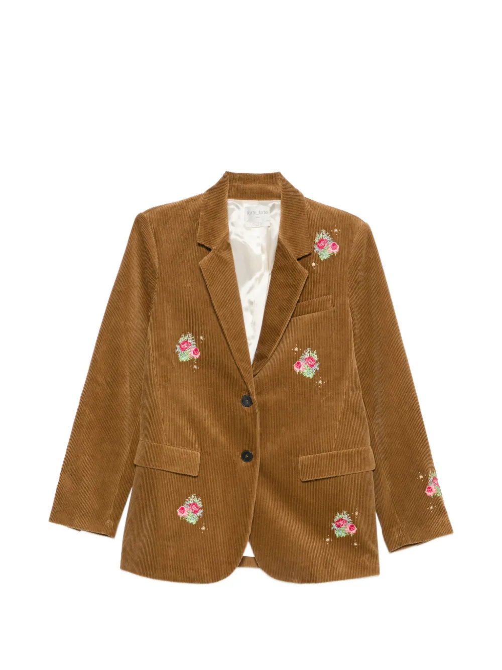 Forte Forte Floral-embroidered Corduroy Blazer In Brown