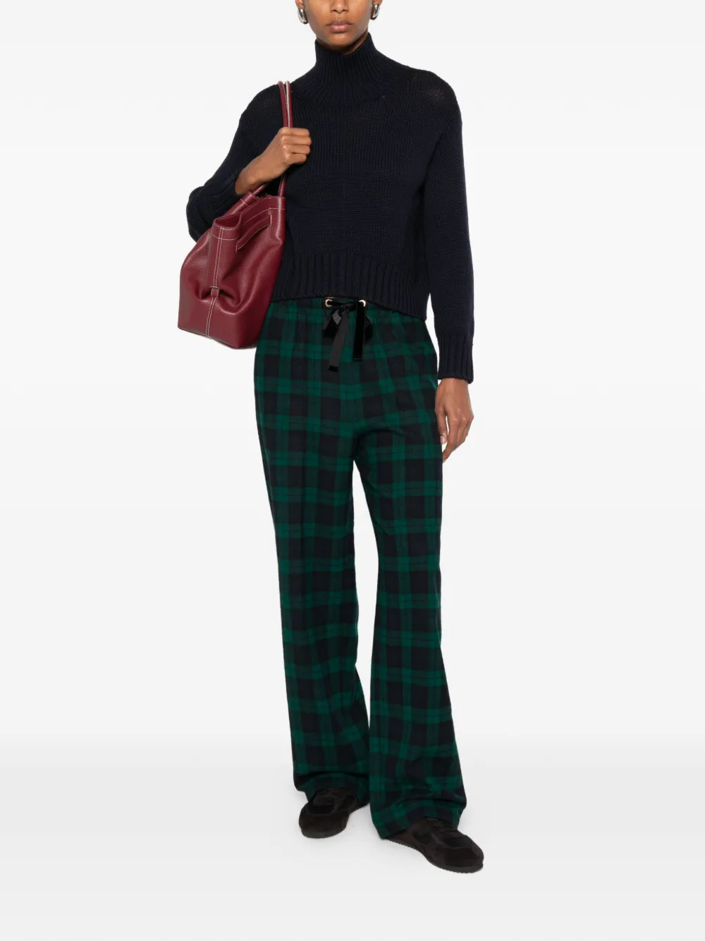 Forte Geruite broek Groen
