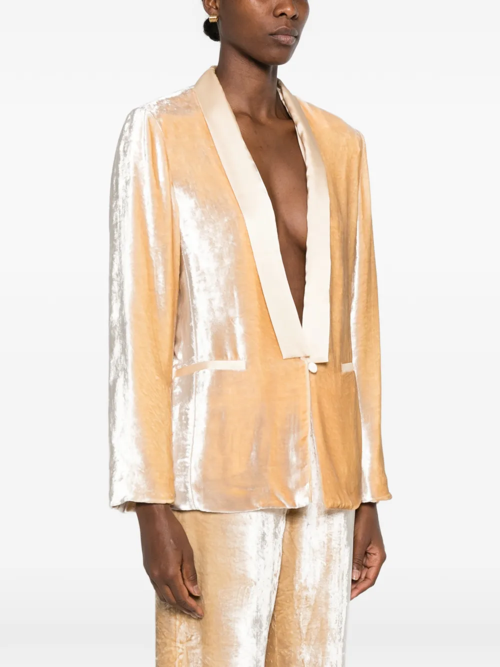 Forte Fluwelen blazer met sjaalrevers Beige