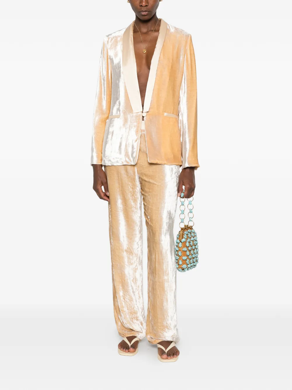 Forte Fluwelen blazer met sjaalrevers Beige