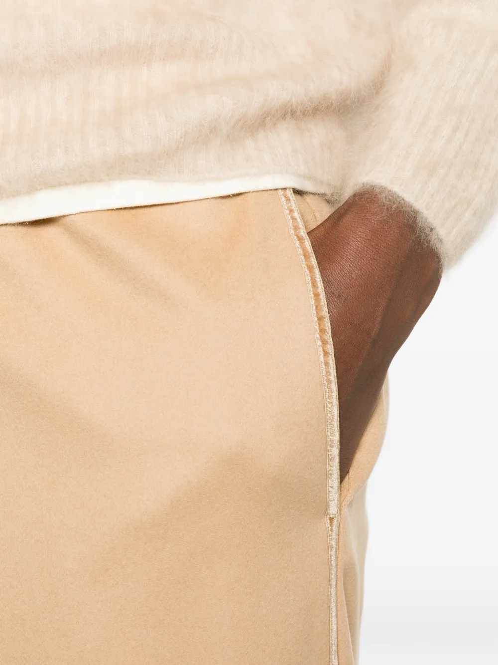 Forte Broek met elastische tailleband Beige
