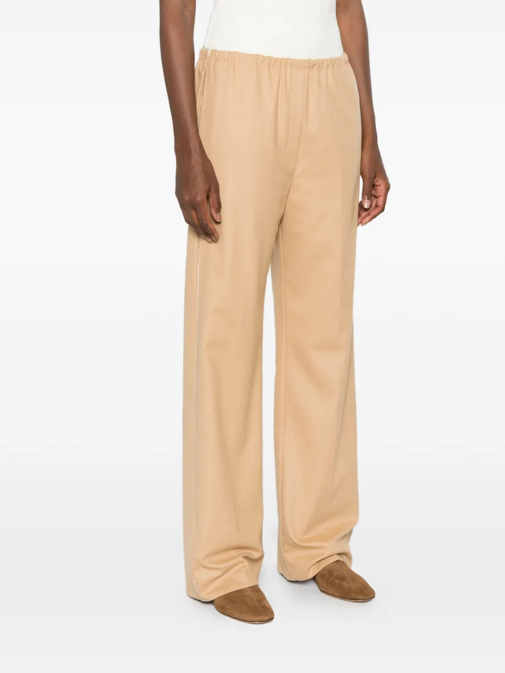 Forte Broek met elastische tailleband Beige