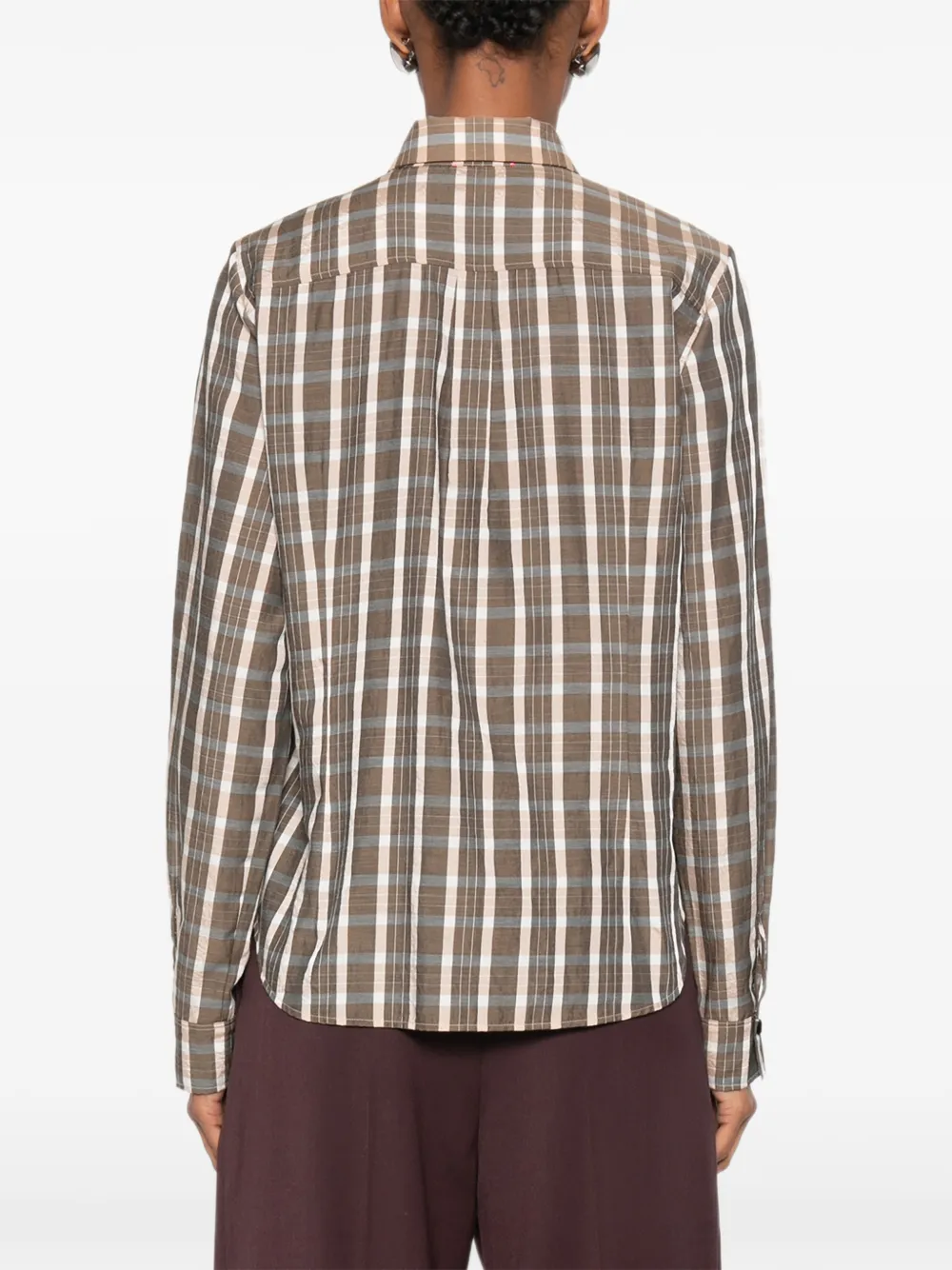 Forte Geruite blouse met ruches Groen
