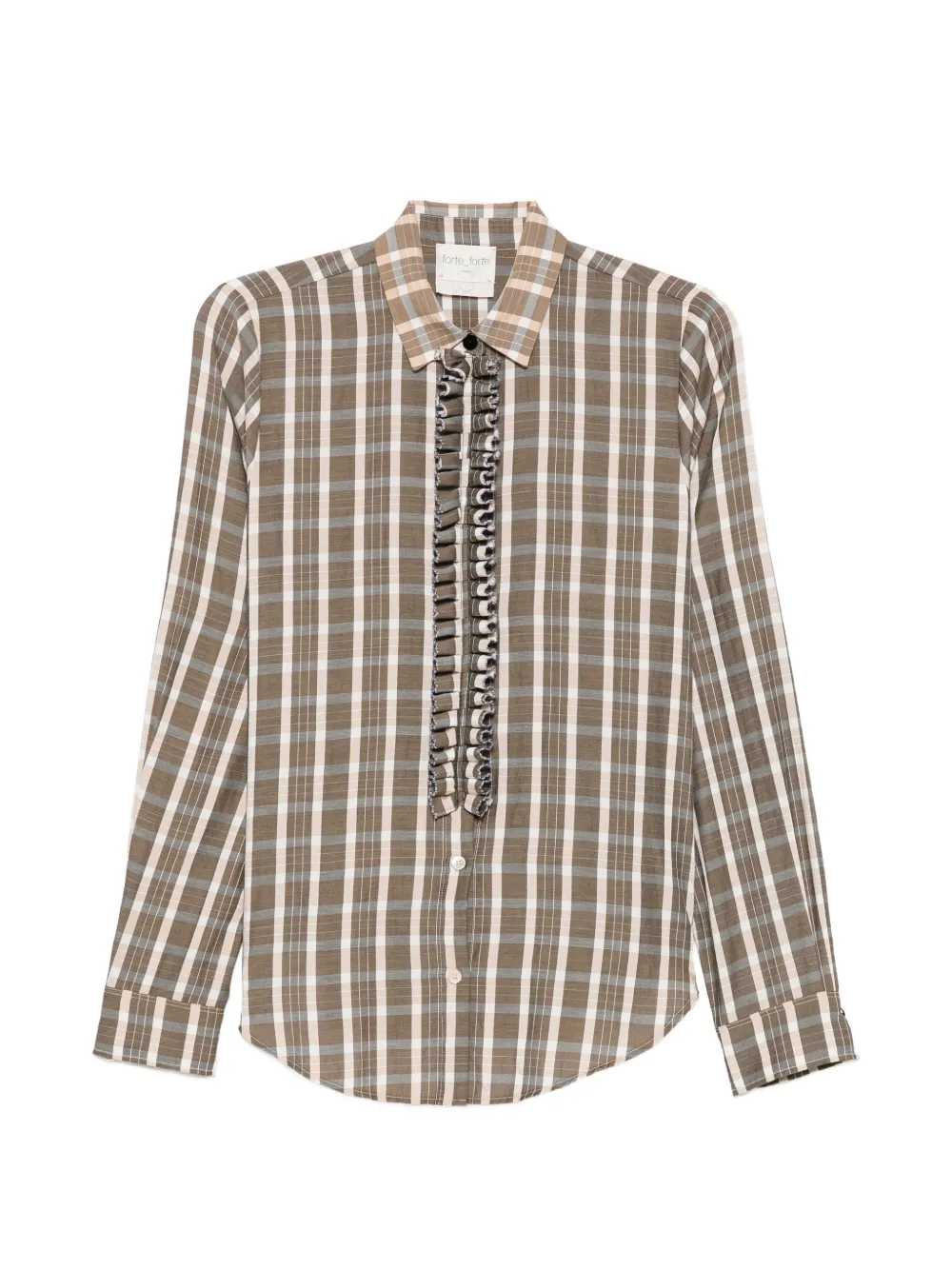 Forte Forte Ruffled Check Shirt In Green