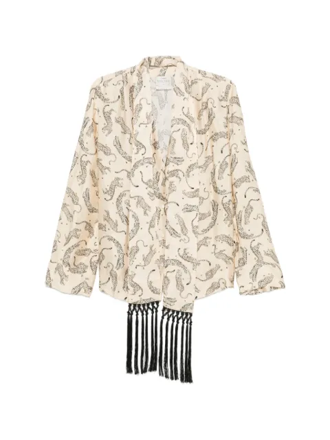 Forte Forte camisa con estampado de leopardo y flecos