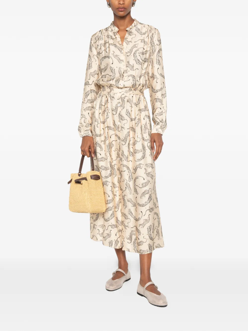 Forte Midi-jurk met luipaardprint Beige