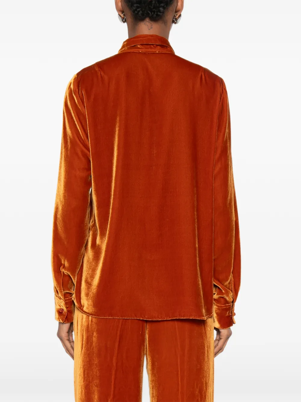 Forte Fluwelen blouse met knoop Oranje