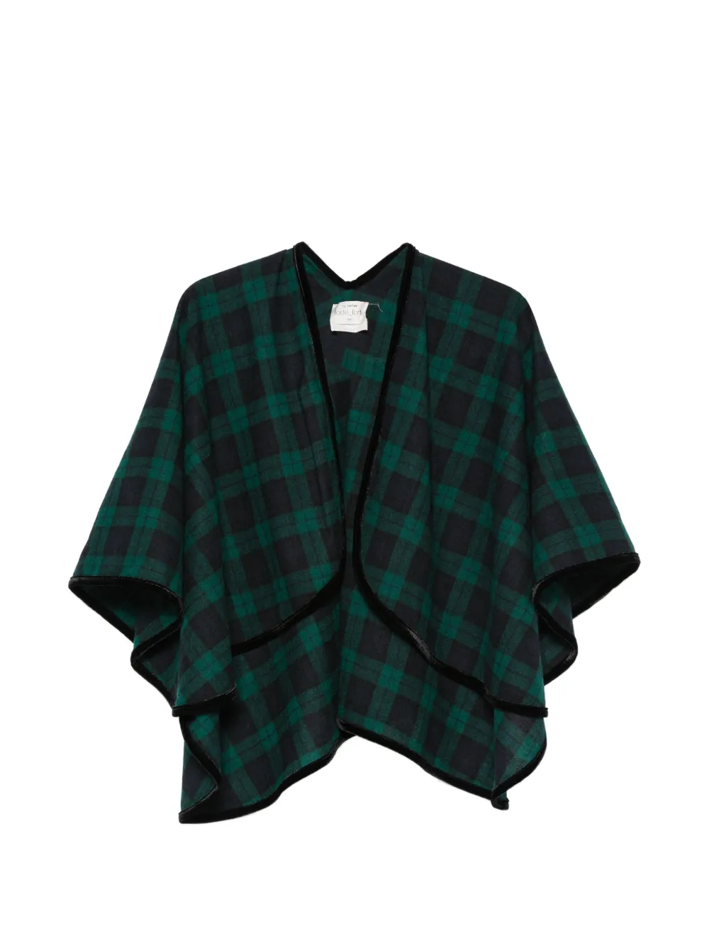 Forte Forte Tartan Velvet-trim Scarf In Green