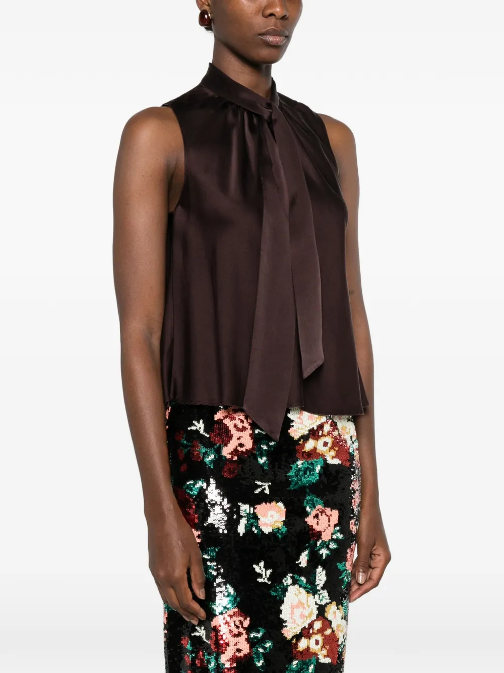 Forte Mouwloze blouse Bruin