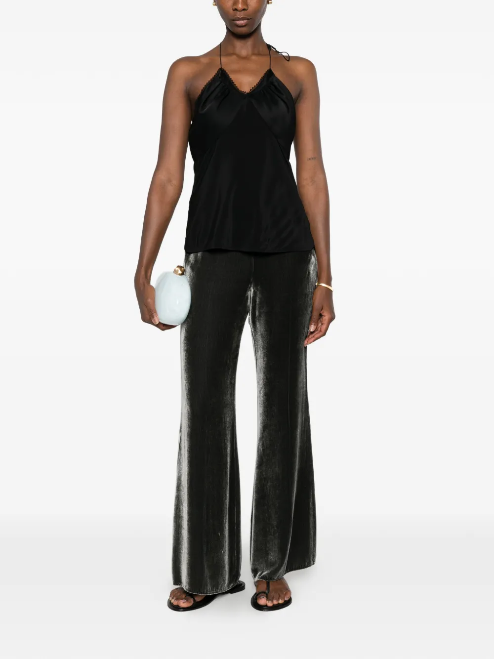 Forte Fluwelen flared broek Grijs