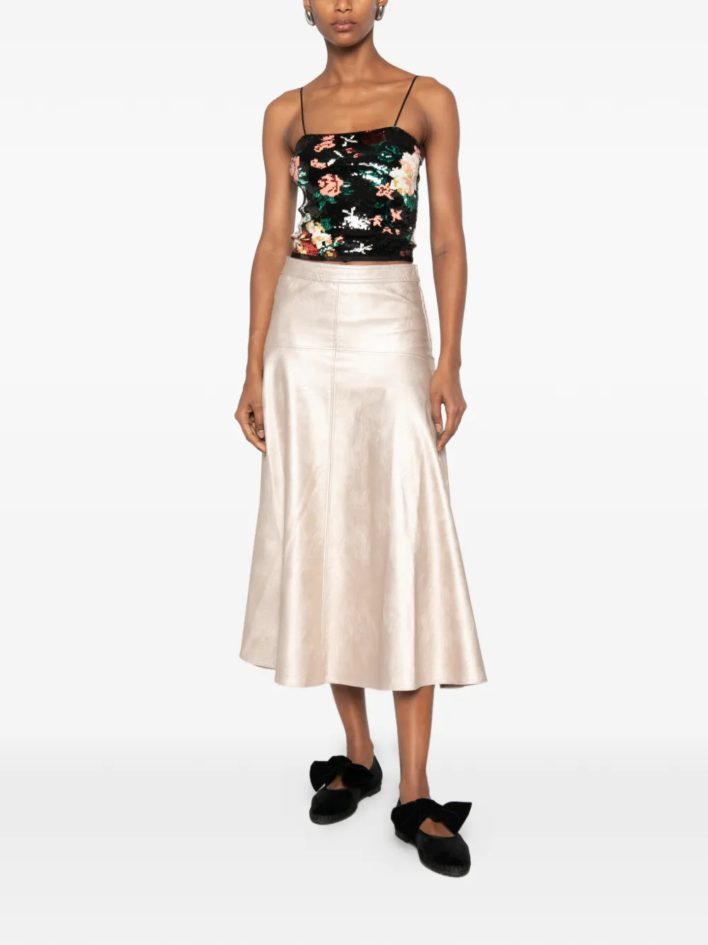 Forte Midi-rok met metallic-effect en vlakken Goud
