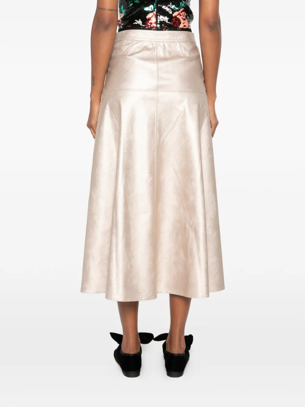 Forte Midi-rok met metallic-effect en vlakken Goud