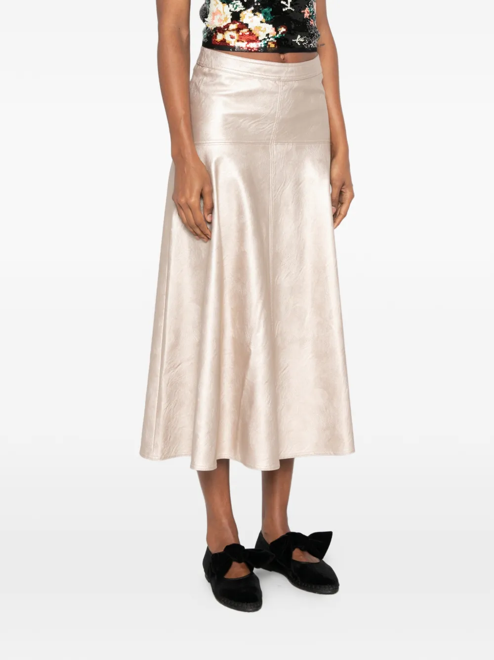 Forte Midi-rok met metallic-effect en vlakken Goud