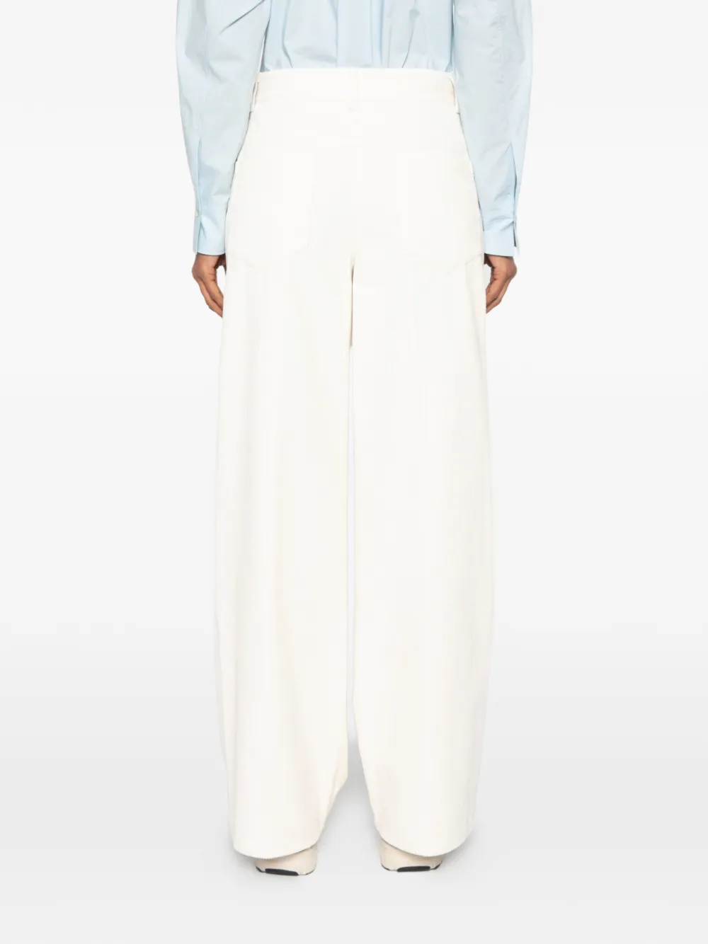 Forte Ribfluwelen broek met wijde pijpen Beige
