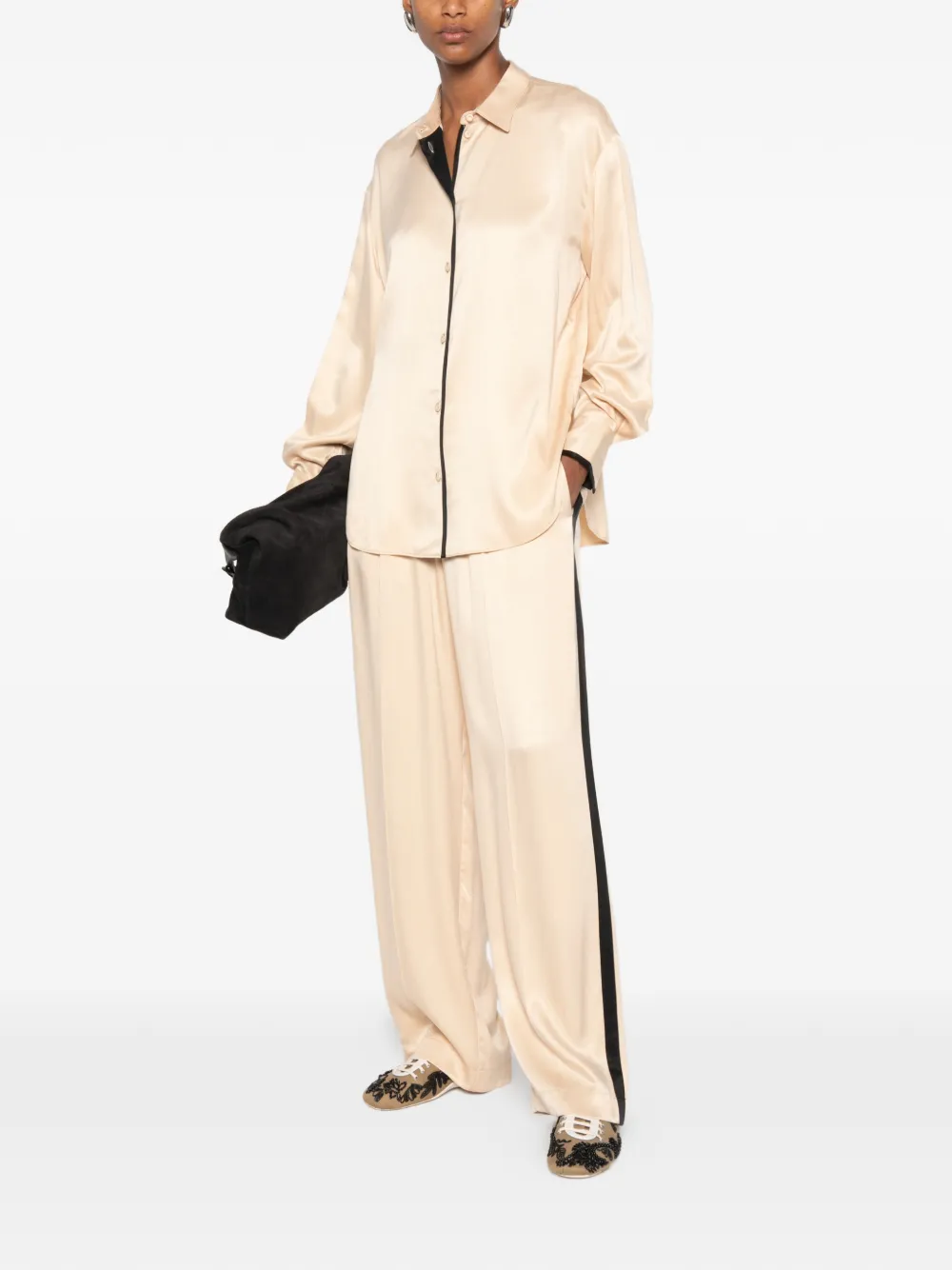 Forte Shirt met contrasterende afwerking Beige
