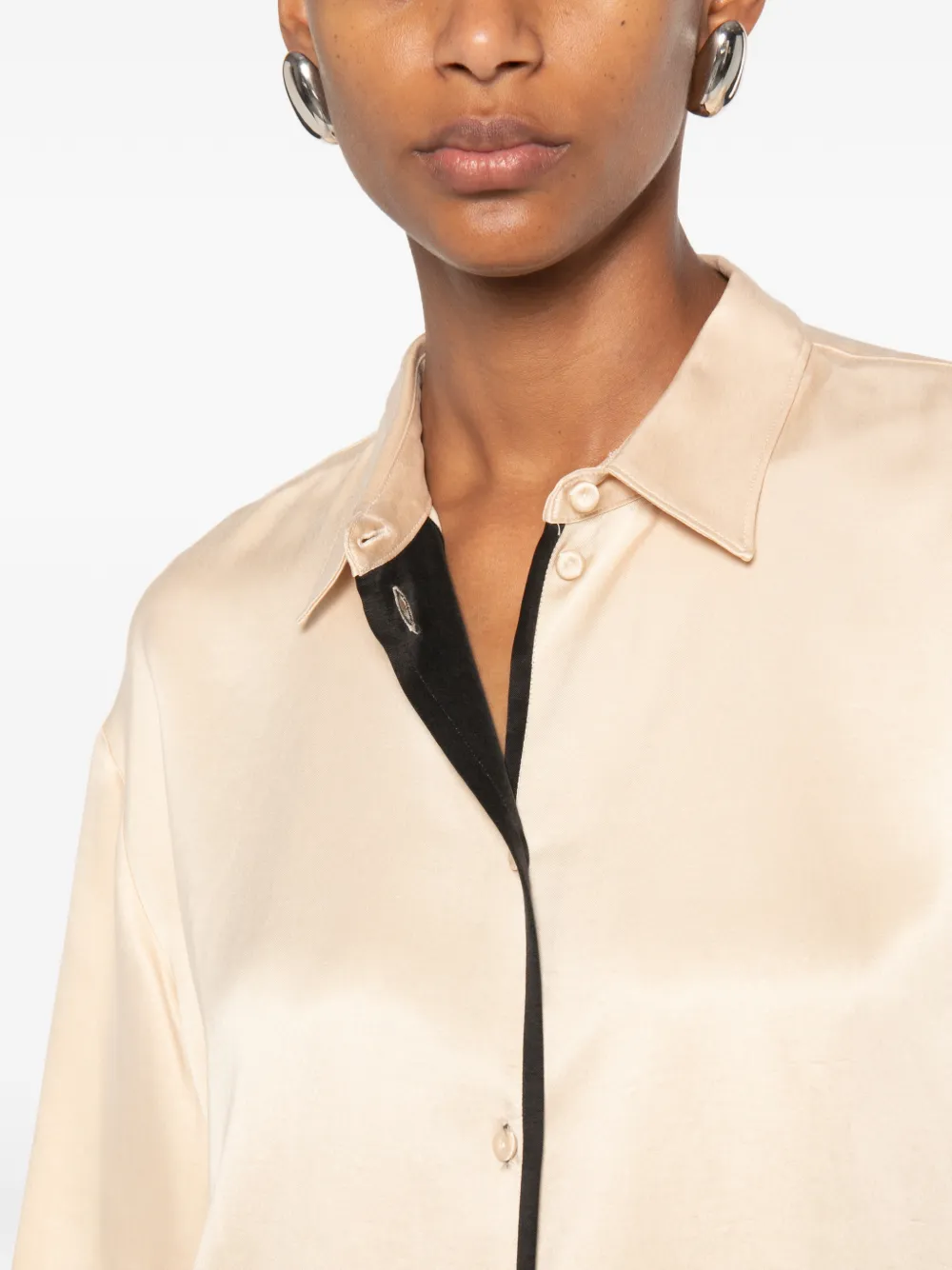 Forte Shirt met contrasterende afwerking Beige