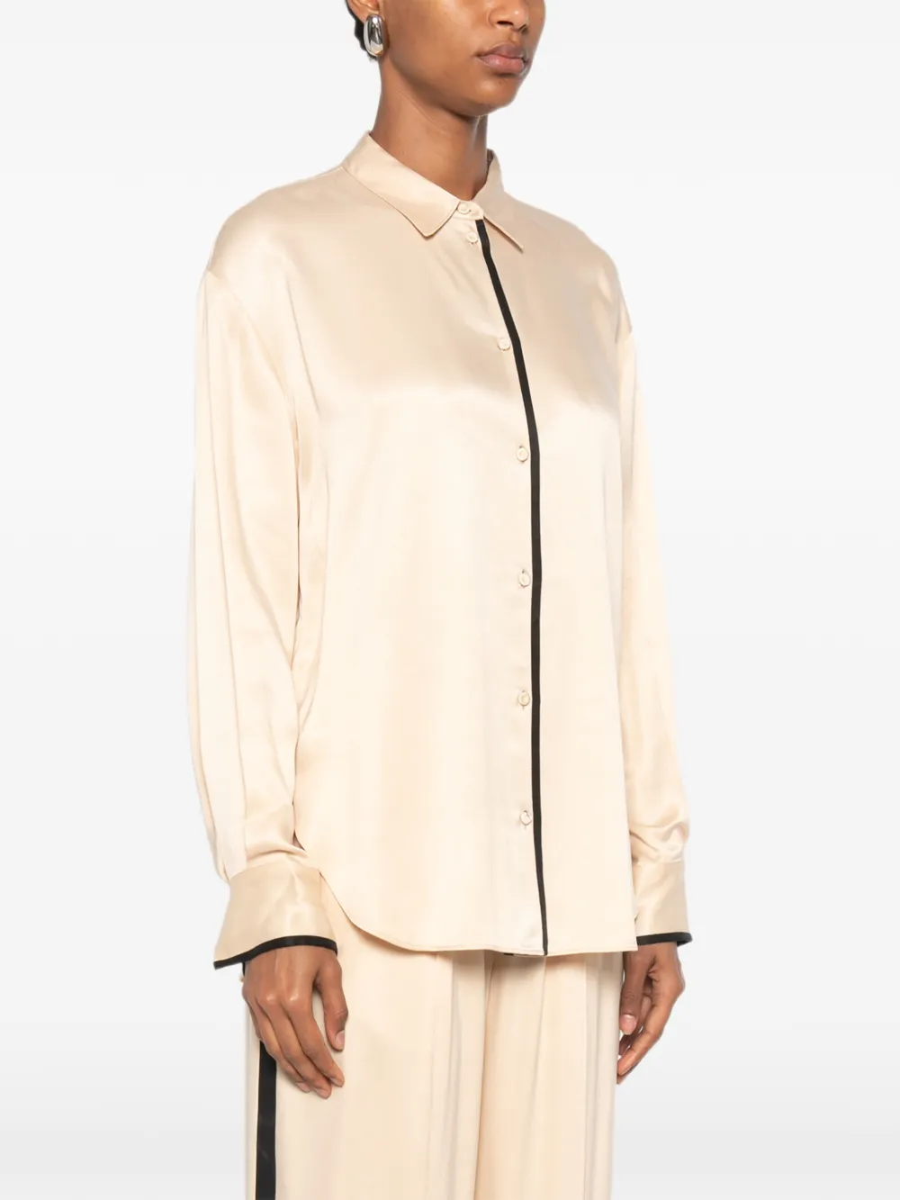 Forte Shirt met contrasterende afwerking Beige