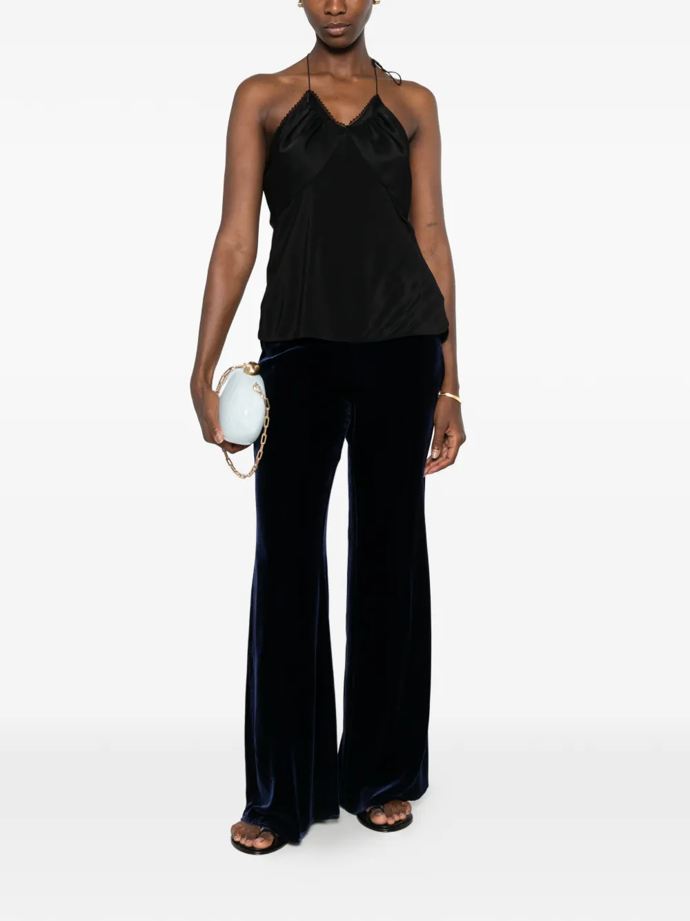 Forte Fluwelen flared broek Blauw