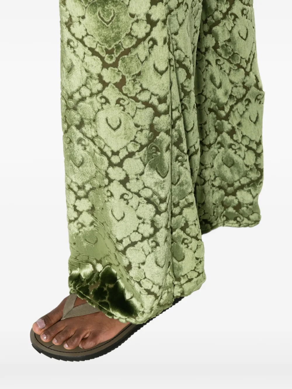 Forte Flared broek met damask-patroon Groen