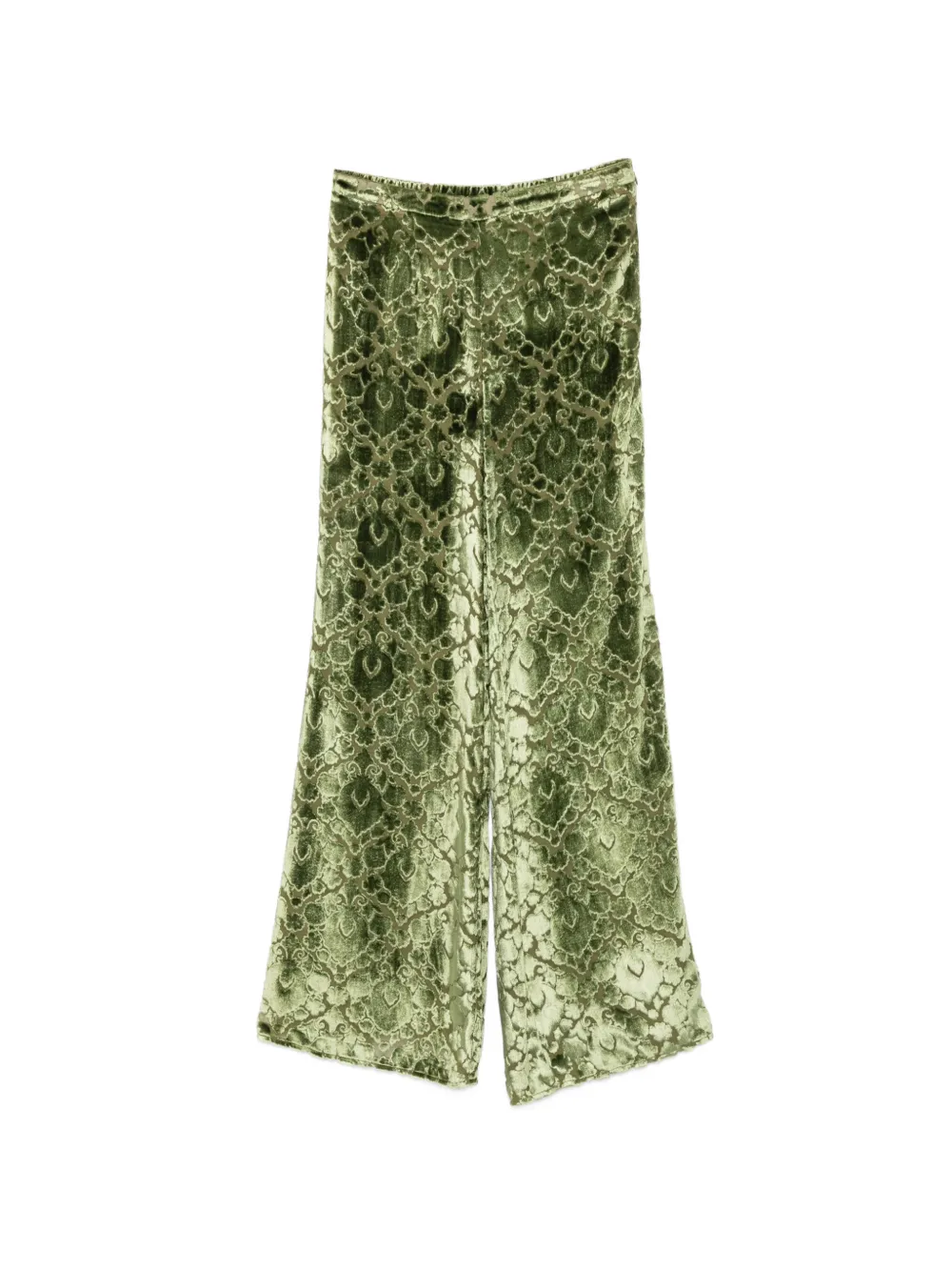 Forte Forte Ausgestellte Hose mit Damaszener-Muster - Grün
