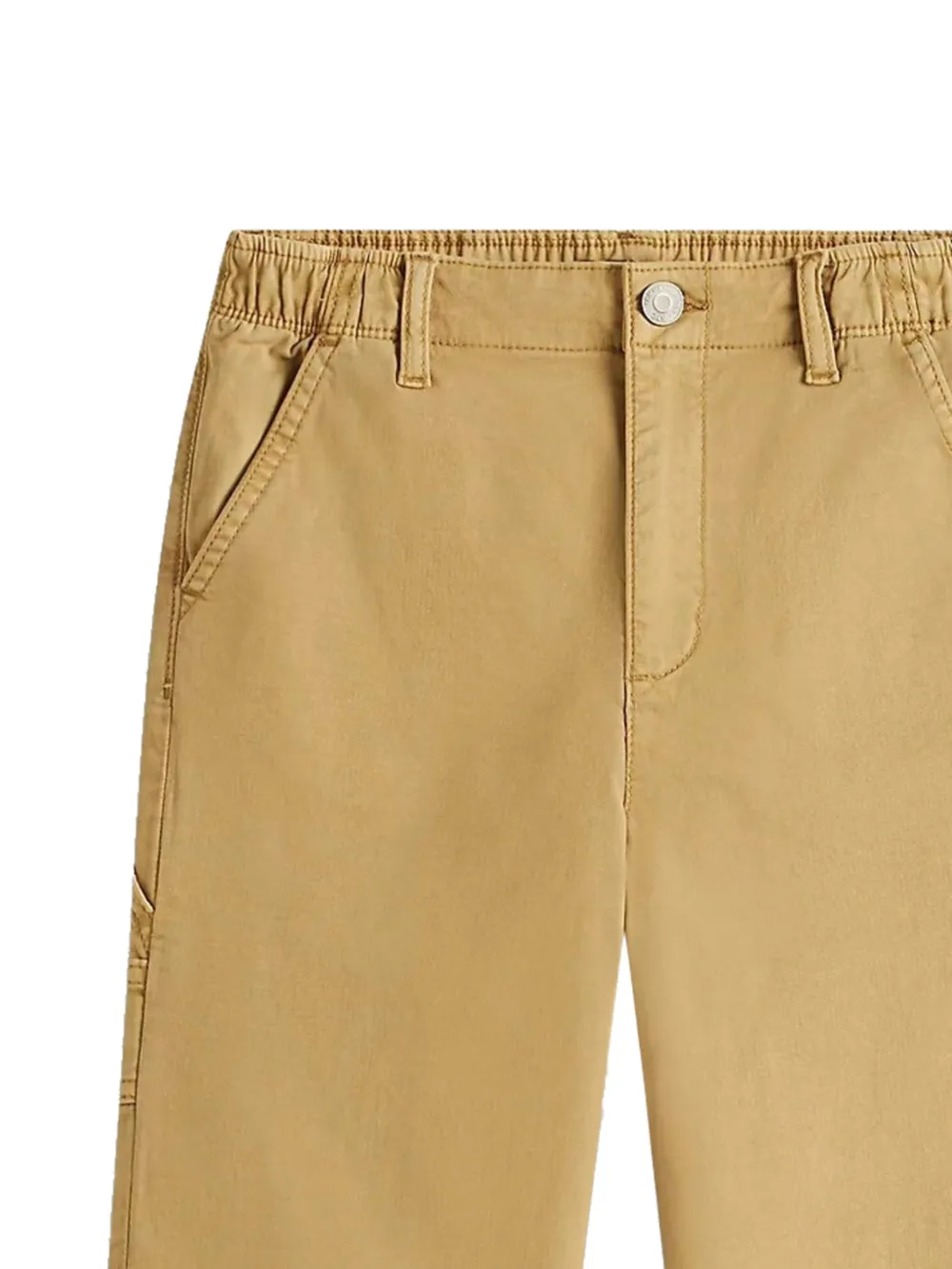 Tommy Hilfiger Junior Twill ruimvallende broek met visgraatpatroon Beige
