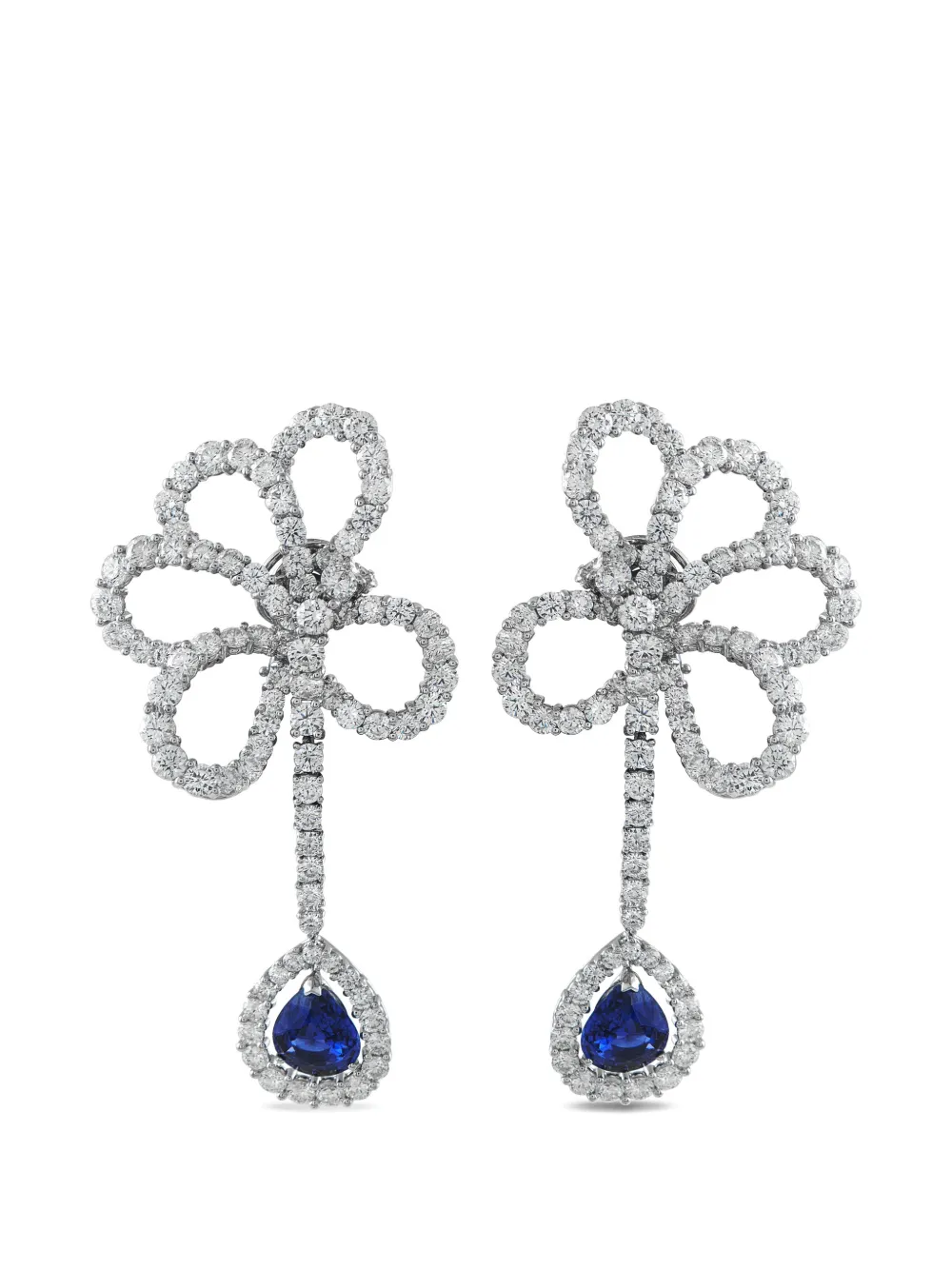 Valente Milano diamond and sapphire floral earrings - Argento