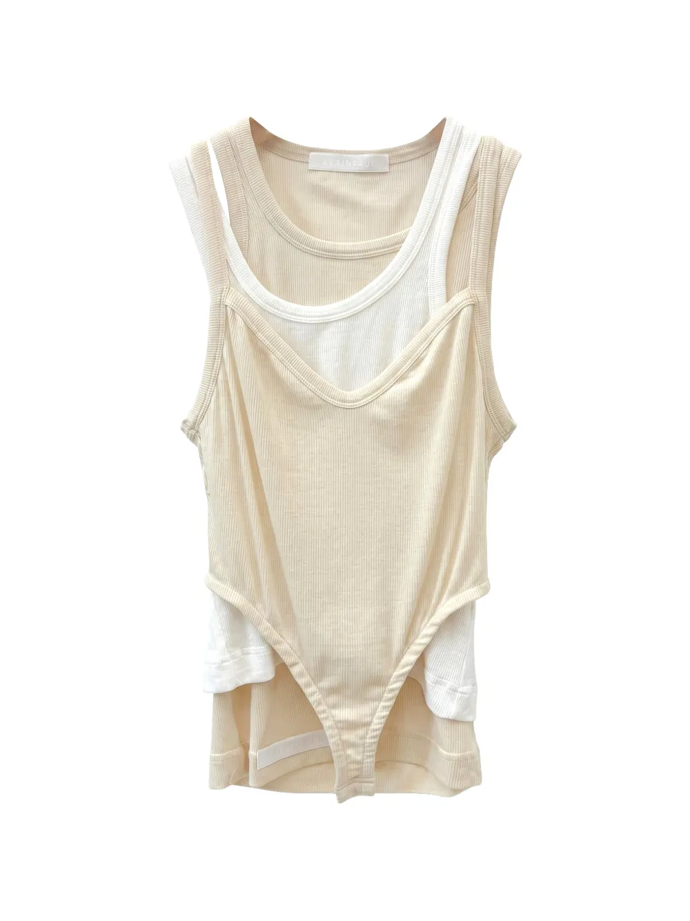 Alainpaul Ribbed Layered-effect Tank Top In Neutral