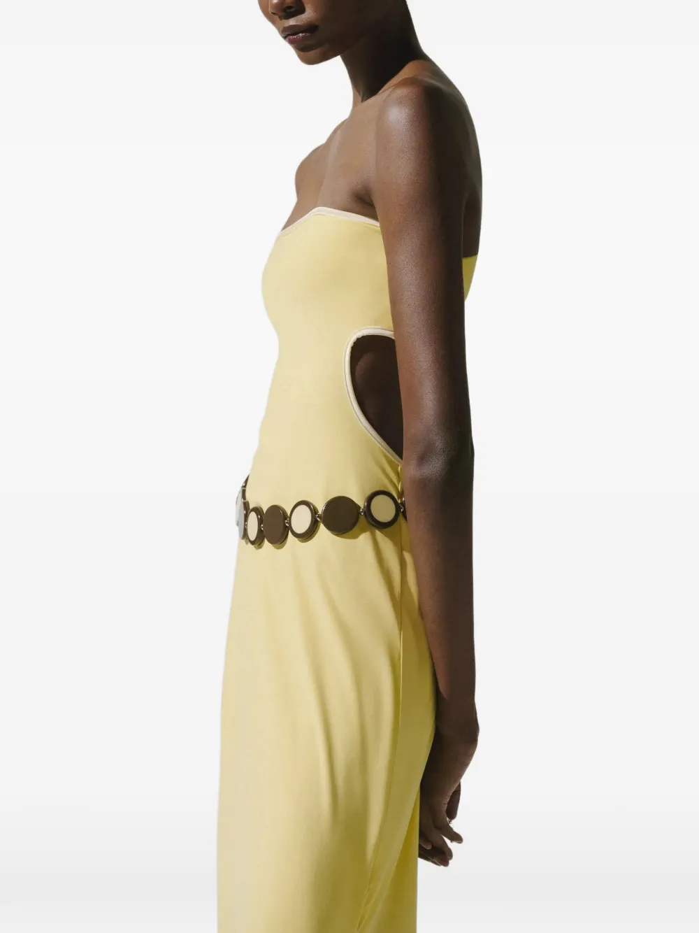 Baobab Mambo strapless maxi-jurk met uitgesneden details Geel