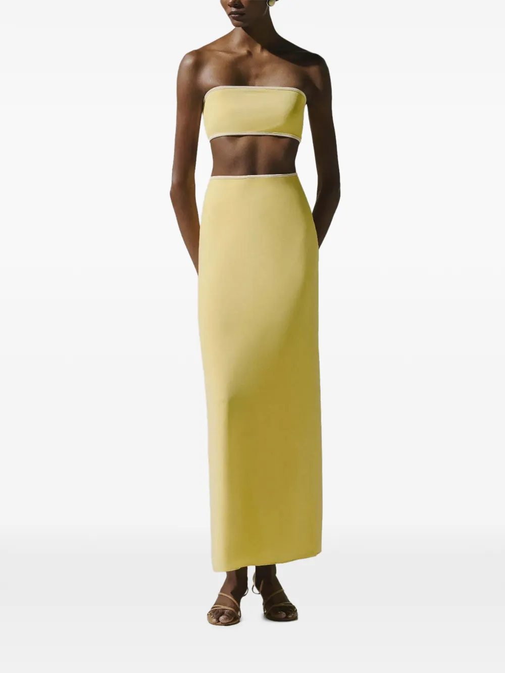 Baobab Mambo strapless maxi-jurk met uitgesneden details Geel