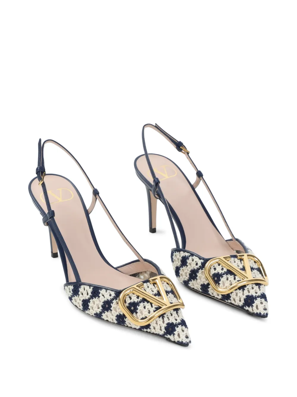 Valentino Garavani logo-plaque pumps Blauw