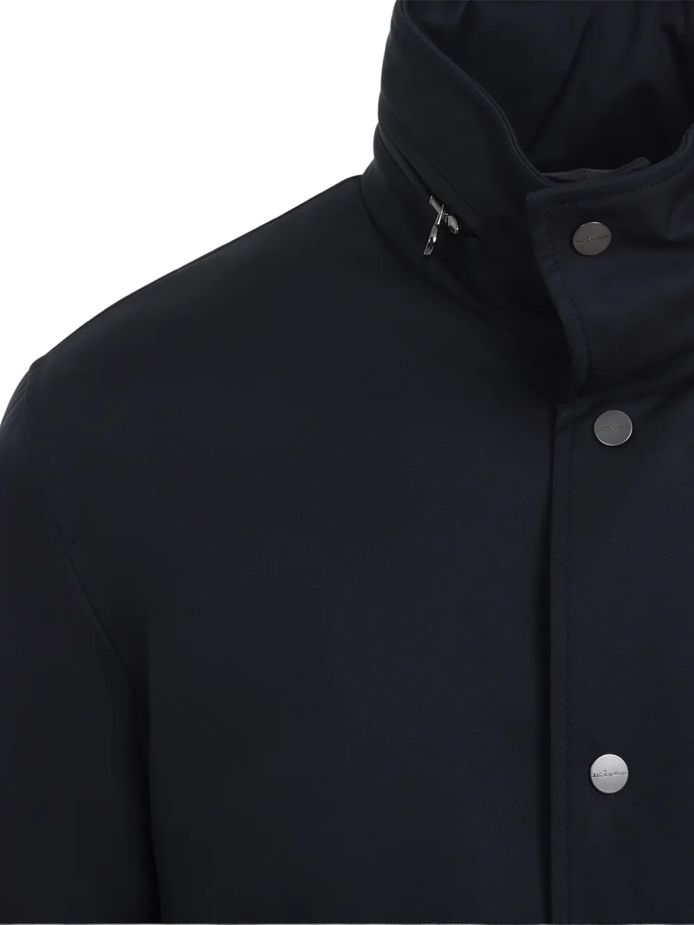 Kiton Jas met verborgen sluiting en hoge hals Blauw